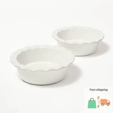 2pc Round Stoneware Mini Pie Dish Cream - Figmint™: Small Baking Dish