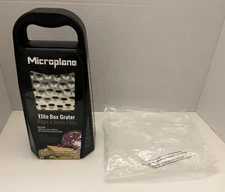 -Open Box- Microplane Elite Five Blade Four Sided Box Grater w/ Measuring Cup