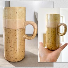 Vtg MCM Espresso Cups Tea Sake Tall Skinny Japanese Stoneware Speckled Set of 2