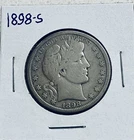 1898 s barber half dollar Scarce Find Low Mintage