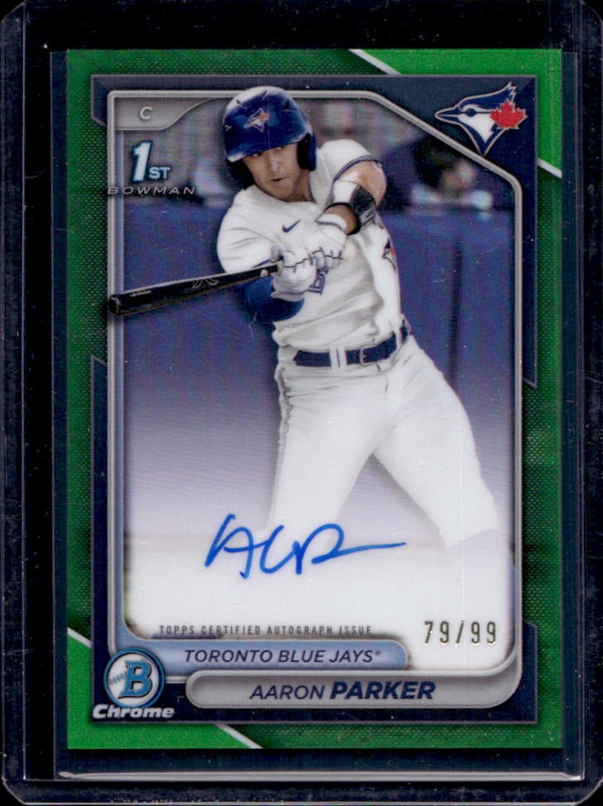 2024 Bowman Draft Aaron Parker Chrome Auto Green Refractor 1st #79/99
