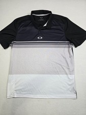 Oakley Mens XL Polo Shirt Black/Gray/White Performance