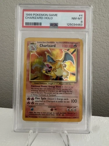 Pokemon 1999 Charizard Holo Base Set 4/102 Card PSA 8 NM MT