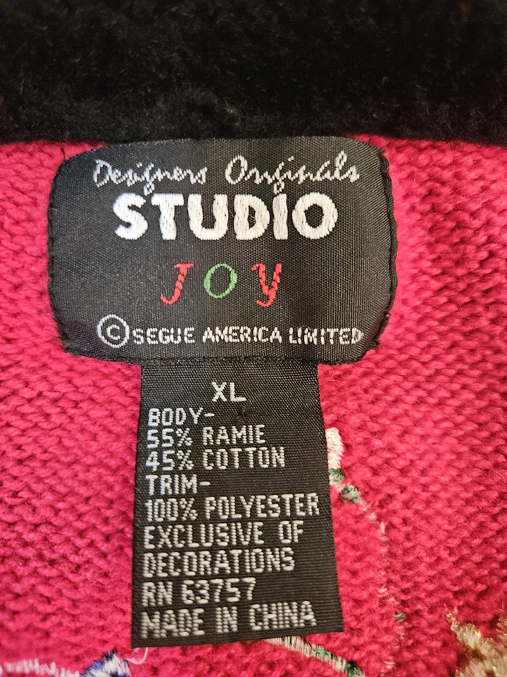 Cárdigan Designers Studio Joy para mujer XL rojo muñeco de nieve suéter Navidad vintage  Foto 4 de 4