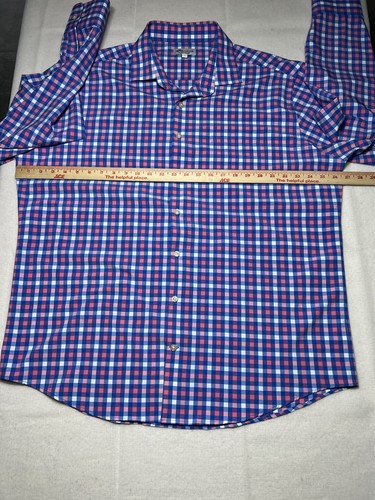 Peter Millar Koszula Męska XL Niebieska Koralowa Lato Komfort Zapinana na guziki Performance Kraid - Zdjęcie 3 z 7