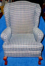 17" Doll Wing Backed Plaid Chair Boyd's Bears Accessory Vintage Rare OOP