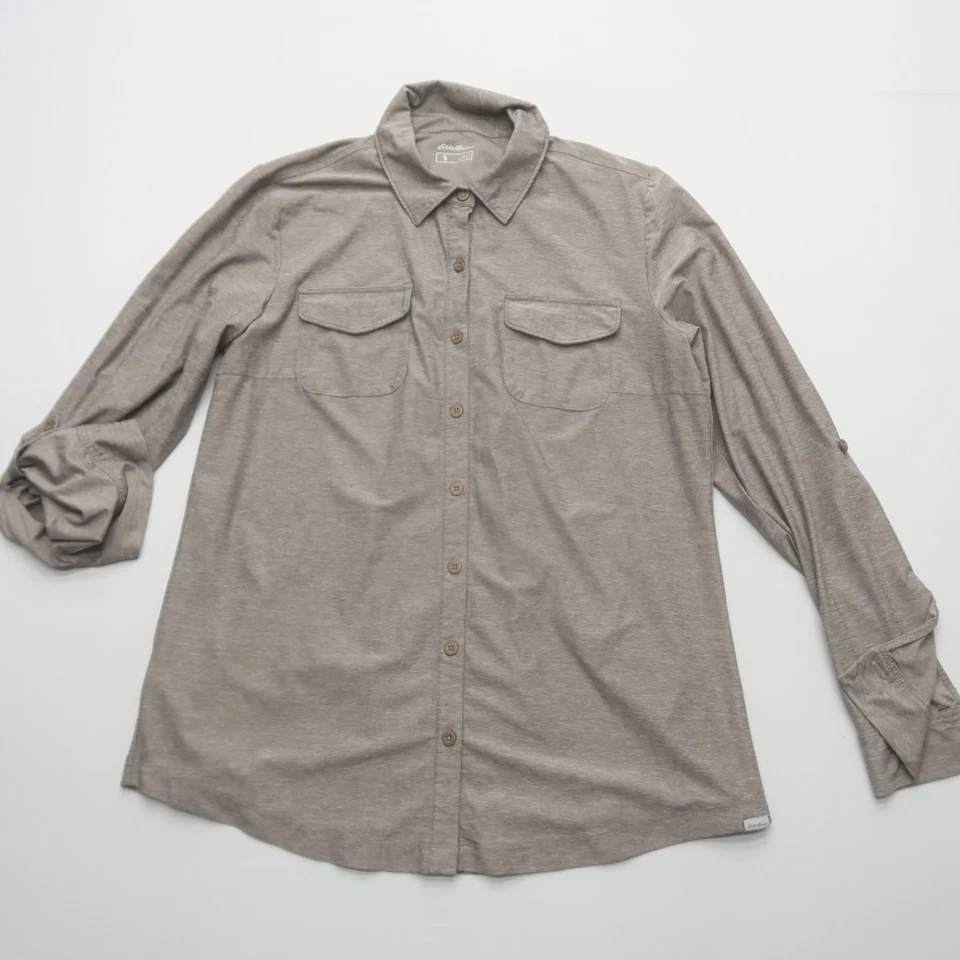 Camisa de Senderismo Eddie Bauer Para Mujer Abotonada Grande Manga Larga Elástica Rendimiento Foto 4 de 4