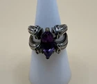 Vintage 925 Sterling Silver Amethyst Ring /Size 8