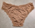 Sexy Satin Smooth Unisex Lace Trim Brief Panties Gold XL — photo 2