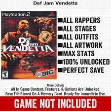 Def Jam Vendetta 100 PS2 Memory Card All CHEATS ITEMS