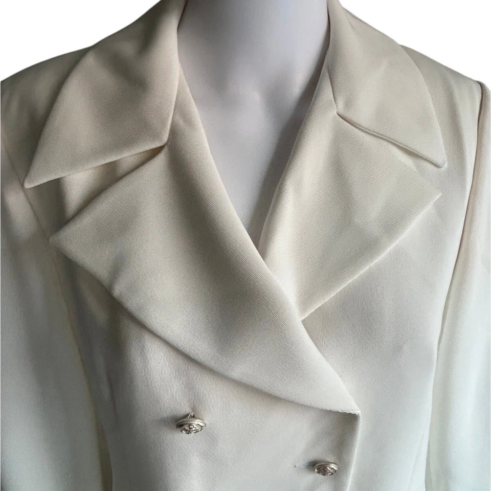 Vertigo Paris White Double Breasted Nautical Blazer w/ Anchor Buttons Large - Image 3 of 4