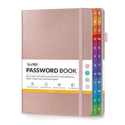  Password Book with Colorful Alphabetical Tabs, Password Notebook Organizer 
