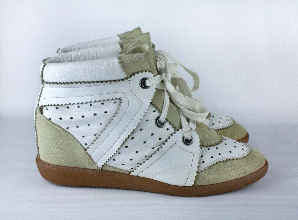 Isabel Marant Bobby Wedge Sneakers White Suede Leather Size EU 41 UK 8 US 11