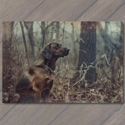 Art Print Bloodhound Dog Woods Dog Hunting Hound Trees Retro Forrest Fun Puppy