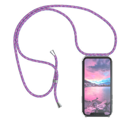 Für Apple iPhone XR Hülle mit Kette Band Seil Handy Soft Case zum Umhängen Lila
