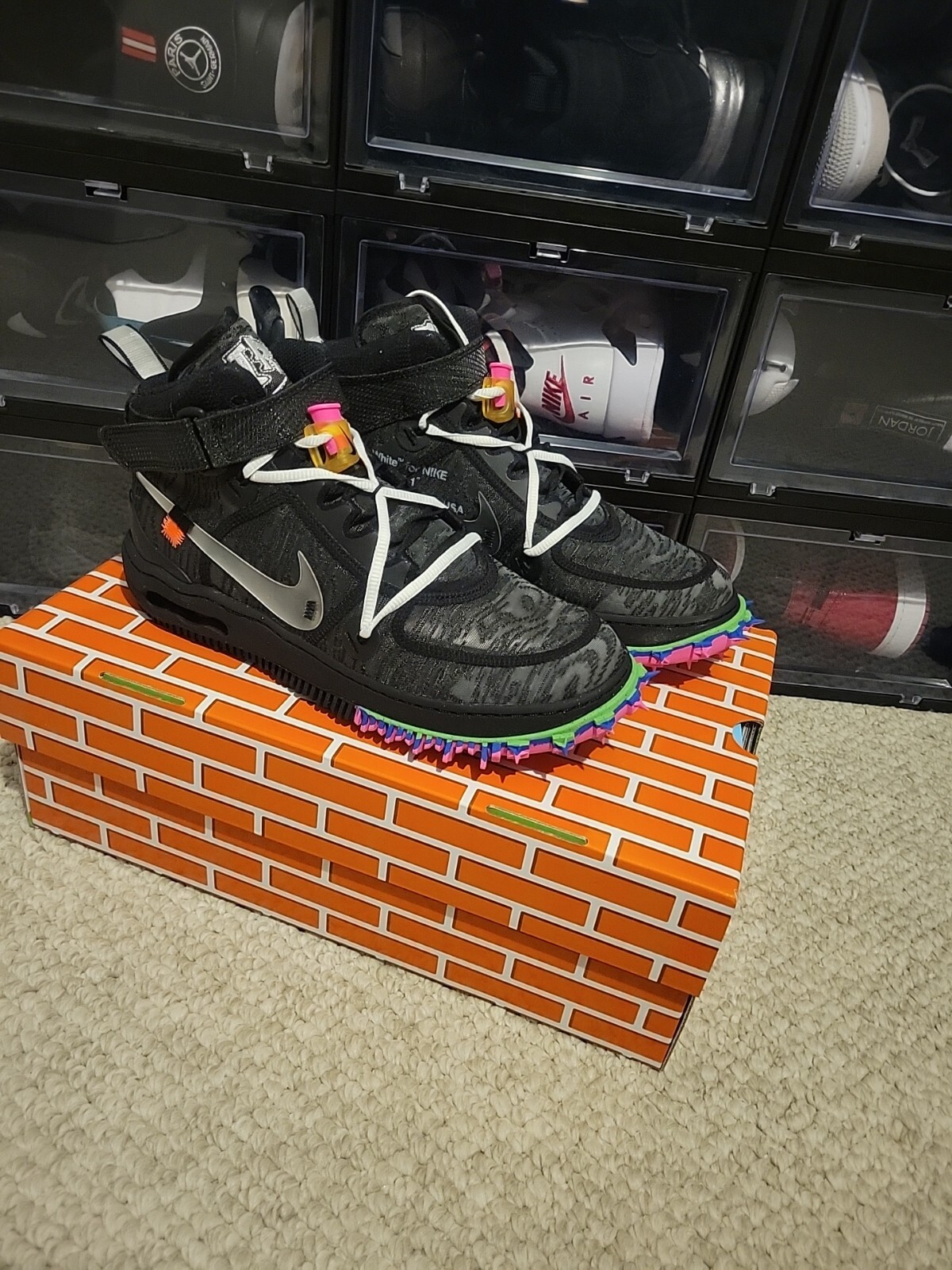 OFF WHITE X NIKE ✅ Bianco sporco x Air Force 1 nero medio **IN MANO** taglia 10 da uomo