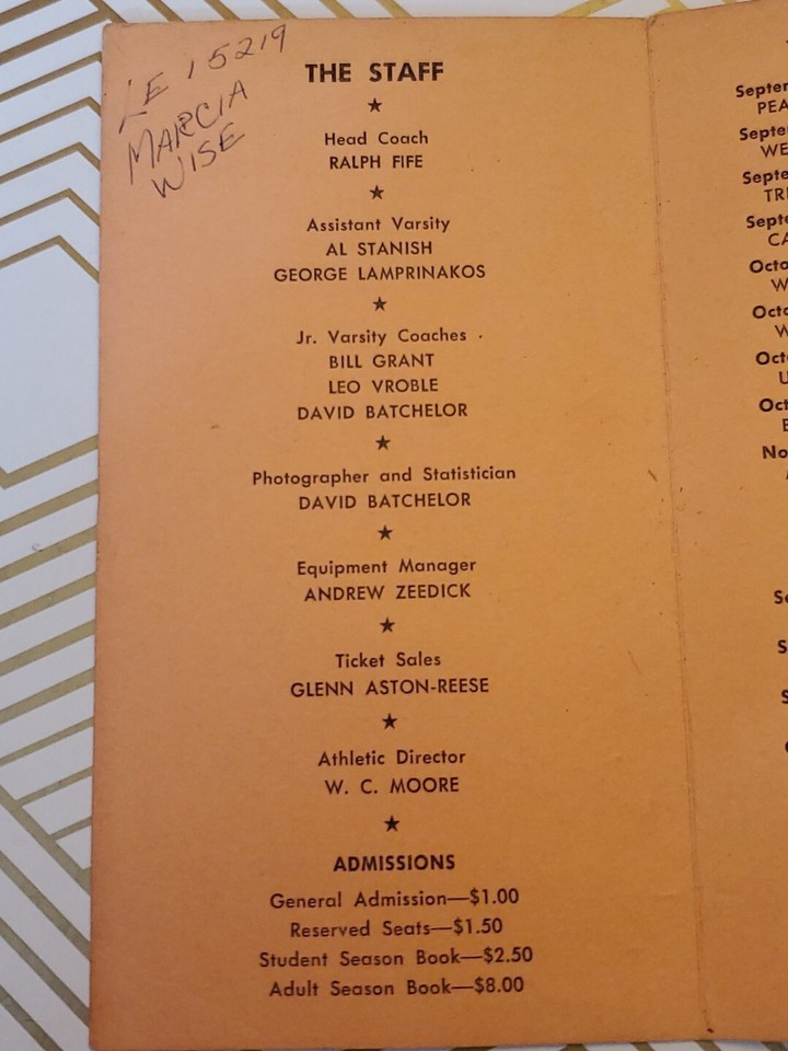 1961 Mt. Lebanon High School Football Schedule Vintage & RARE MLHS eBay