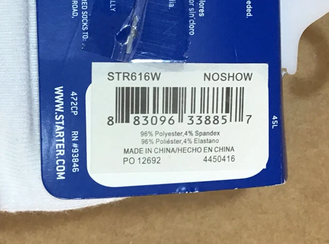 Meias Starter Boys grandes (3-9) No-Show 6 pares brancas Y23 - Imagem 4 de 4