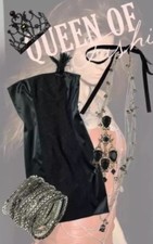 DENNY ROSE ABITO tubino guepiere con pizzo art. 2470 NERO con spilla tg. L