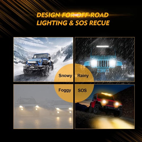 AUXBEAM 20" LED Light Bar + 4" Pods Offroad Driving White&Amber 6 Modes For Ford - Picture 7 of 12