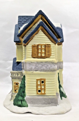 1995 Babbo Natale Miglior Villaggio Vittoriano Casa in Ceramica TETTO BLU Villaggio di Natale - Foto 16 di 18