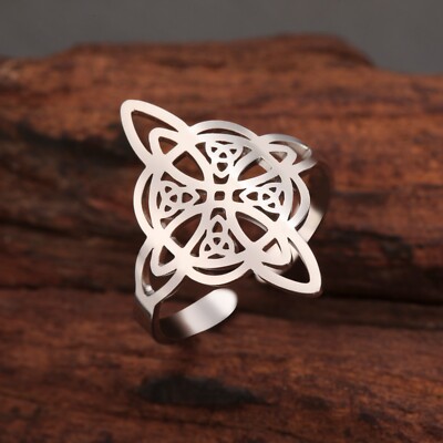 Double Witch Knot Stainless Steel Ring Celtics Knot Women Rings Amulet Gift