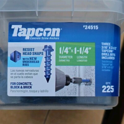 Tapcon 24515 Steel Hex Head Concrete Screw Anchor 1-1/4 L x 1/4 Dia. in.