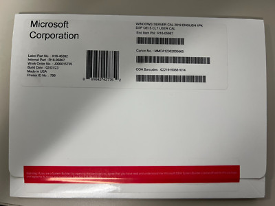 Microsoft Windows Server 2019 - 5 User Cal License - OEM (R18-05867)