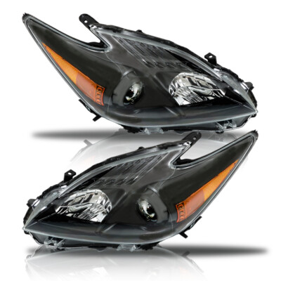 LABLT Headlights Assy For 2012-2015 Toyota Prius Halogen Black Left&Right Side