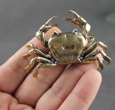 Brass Sea Crab Animal Figurine Small Statue Table Office Home Decoration Gifts