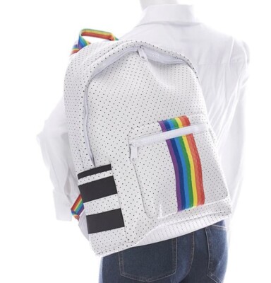 NWT Parker & Hyde Neoprene Rainbow/Pride, School Backpack NEW parker and hyde Rainbow Stripe neoprene backpack MSRP  main image 4