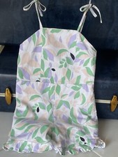 GB Girls Tropical Romper Short Outfit Size 5 Ivory White Green Peach Lavender