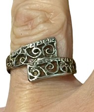 Vintage Signed Sterling Silver 925 Filigree Floral Ring Size 7