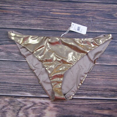 Good American NEW 4XL Size 7 Gold Foil Better Bikini Bottom Swim