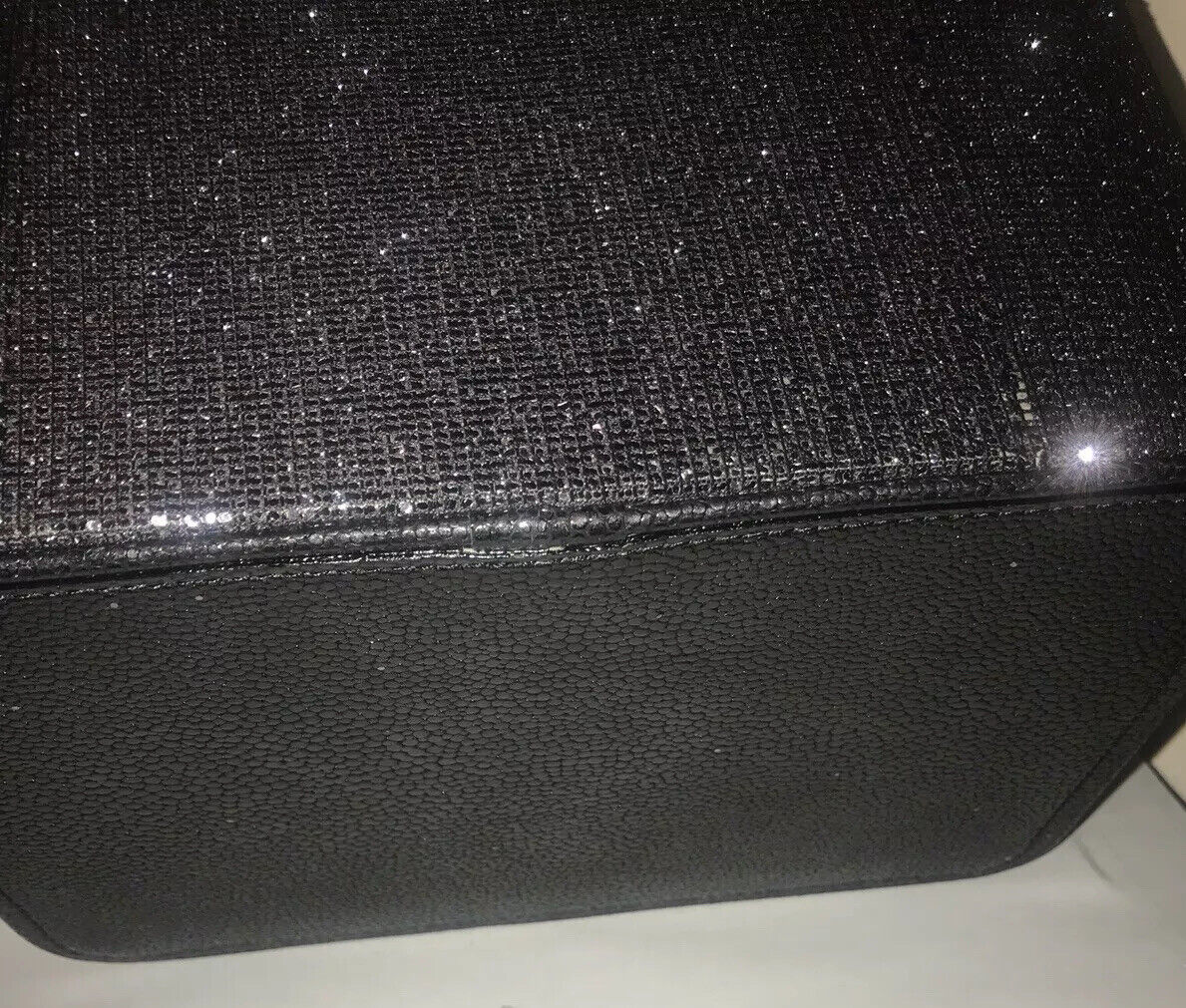 Victoria’s Secret Glitter Mesh Runway Vanity Train Case Makeup Bag~ BLACK