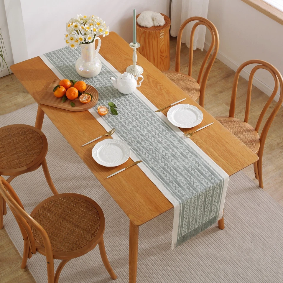 Enova Home Modern Polyester Farmhouse Table Runner with Tassel for Dinning Table - Image 3 of 4