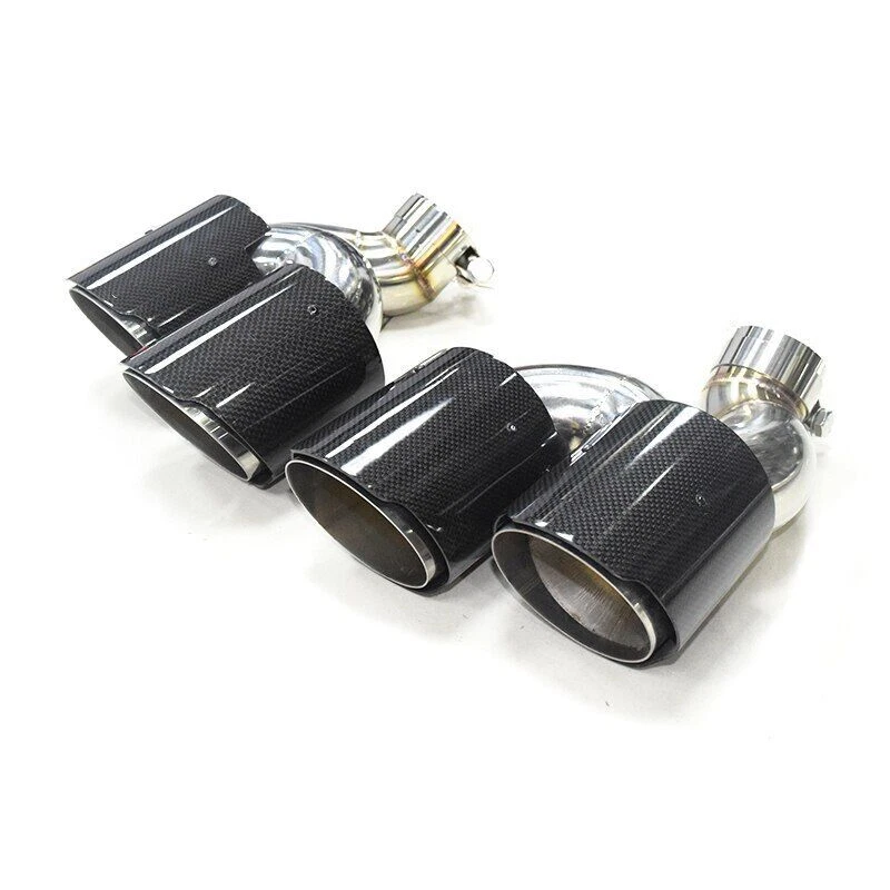 1 par de puntas de escape de fibra de carbono negro para silenciador Audi A6 A7 C8 Foto 2 de 4