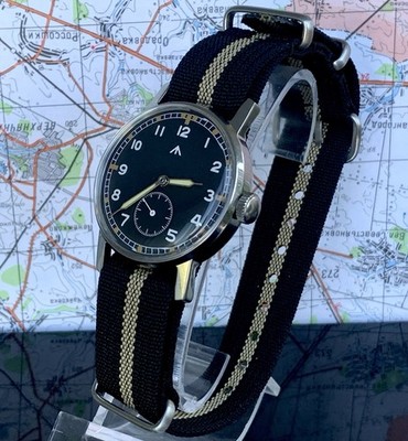 Mechanical Pilot Watch Flieger Style Small Seconds, Serviced.