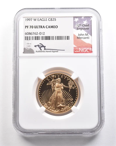 1997-W $25 American Gold Eagle Mercanti 1/2 Oz Gold PF70 UCAM NGC *5454