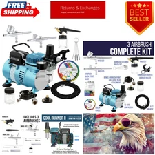 Easy-to-Use Airbrush System with 3  Airbrushes and Dual Fan Compressor