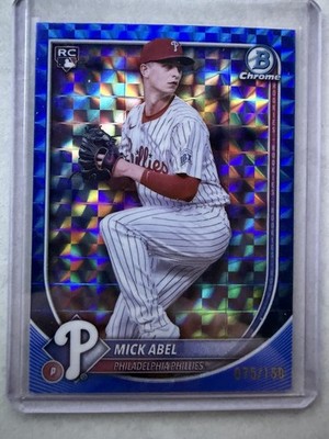 2025 Bowman Chrome Mick Abel  Blue Geometric Refractor Rookie 075/150 Phillies