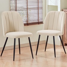 Set of 2,4,6 Velvet Suede Dining Chairs Upholstered seat Ergnomic with Metal Leg