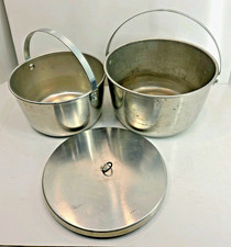 Aluminum Camping Pots With Lid Vintage Made In USA, 2 Cooking Pots, 1 Lid