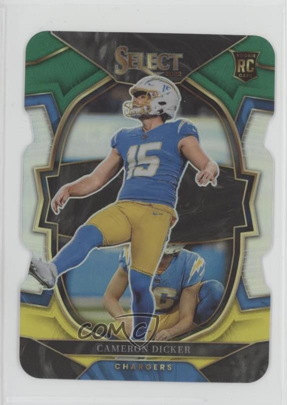 2022 Panini Select Concourse Green & Yellow Prizm Die-Cut Cameron Dicker #16 3n4
