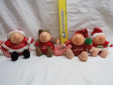 ZIGGY CHRISTMAS PLUSH DOLLS, ELF, 2 SANTA AND PJ'S USED