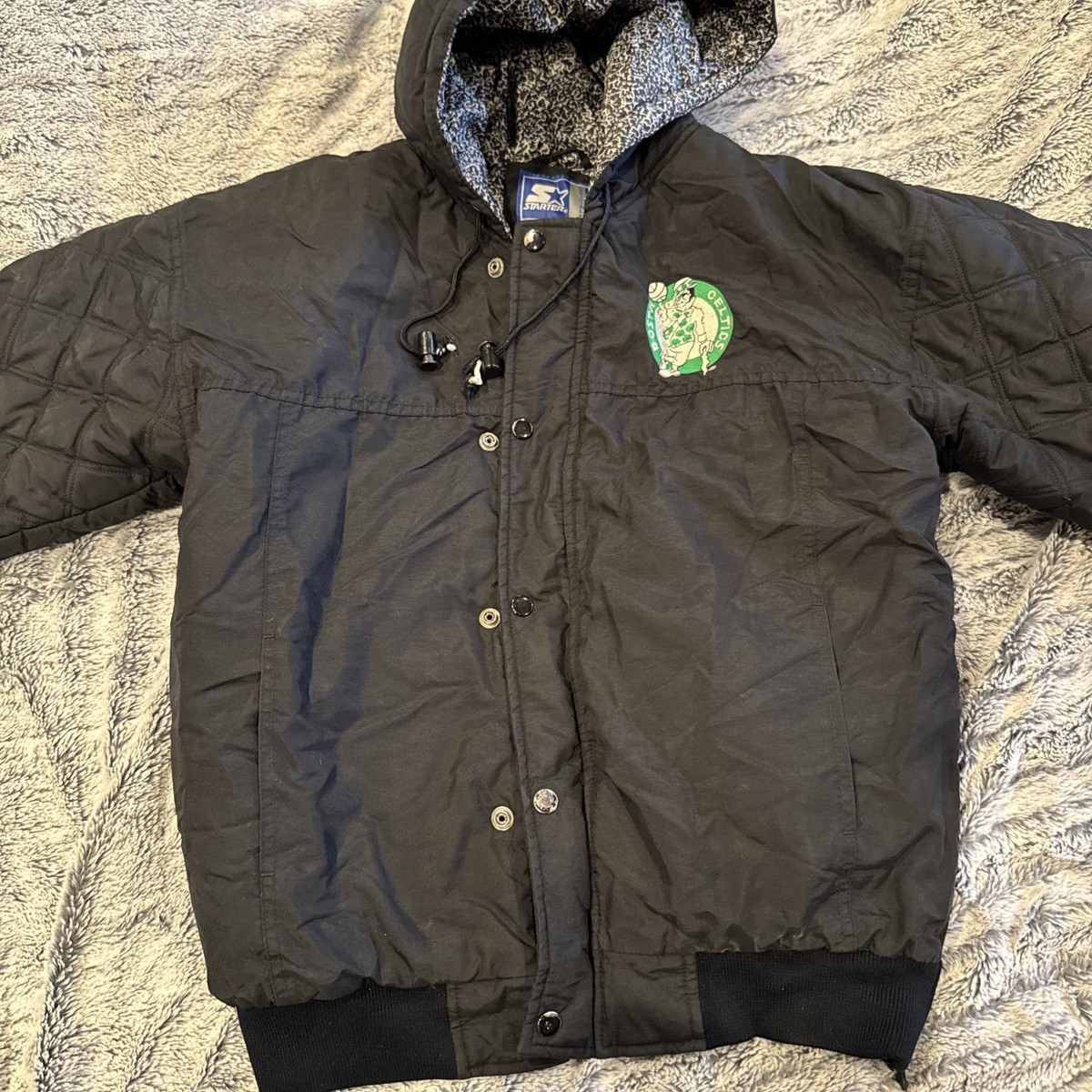 BOSTON CELTICS NBA THROWBACK STARTER PARKA HOODED JACKET XL RARE