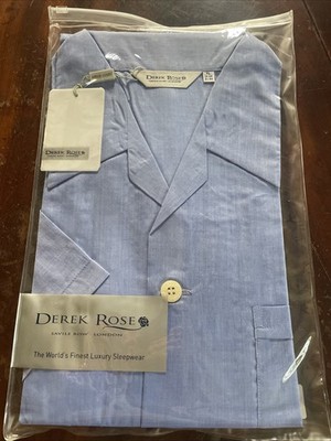 Brand New - Derek Rose Shortie Amaldo Blue Pyjama Set Amalfi Mens XL 44 Pajama