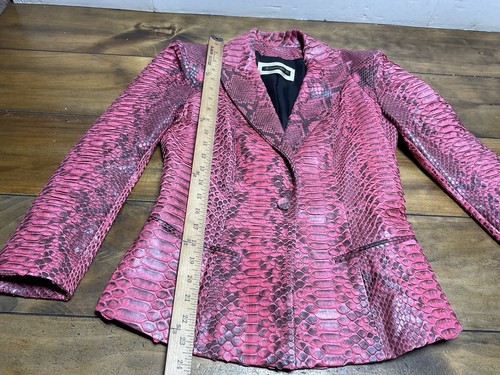 PLEIN SUD FAYCAL AMOR Blazer Jacket Size 6 Pink Real Snake Skin - Picture 5 of 13