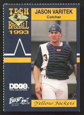 1993 Georgia Tech Baseball Jason Varitek Hand Cut Card Dixie Fox97 Rare Rookie