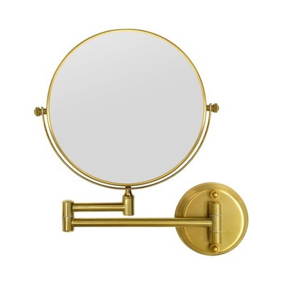 ''8'''' Two-Sided Wall Mounted Makeup Mirror with 10X Magnification - Brass Finish''
